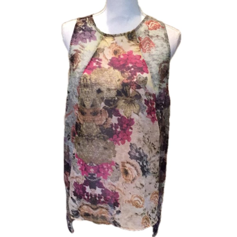 Sophie Rue Floral Tunic Top Sheer Tank